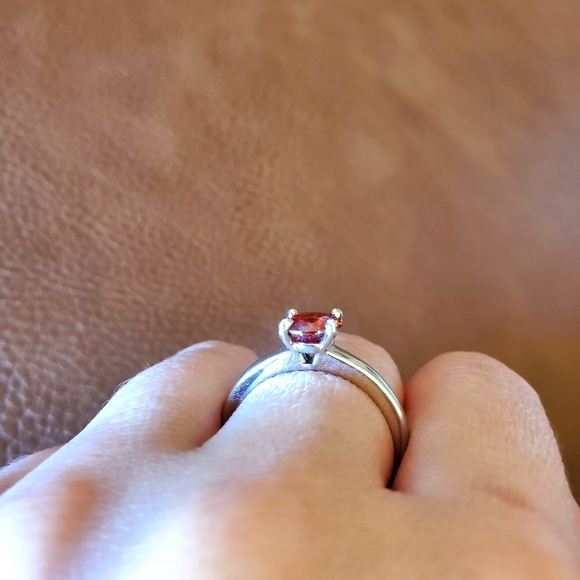 Elegant Simple Ruby and Silver Ring Size 8 - Picture 2 of 5